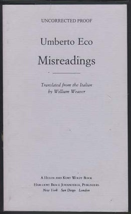 Item #16356 Misreadings. Umberto Eco