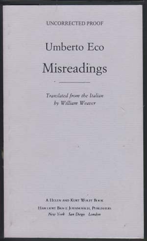 Item #16356 Misreadings. Umberto Eco.