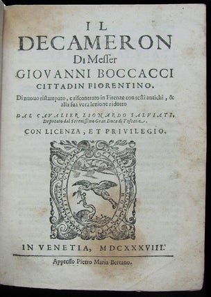 Item #16954 Il Decameron di messer Giovanni Boccacci cittadin fiorentino. Di nuovo ristampato, e...