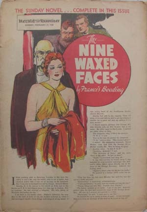 Item #18733 The Nine Waxed Faces in The Philadelphia Inquirer Sunday Novel, February 27, 1938. Francis Beeding.