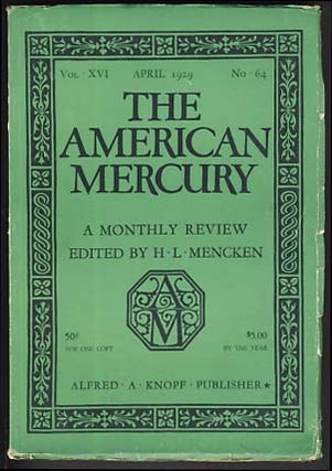 Item #20937 The American Mercury April 1929. H. L. Mencken, ed