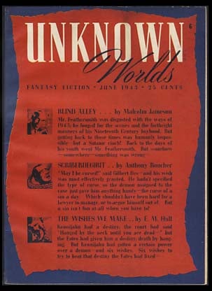 Item #20960 Unknown Worlds June 1943. John W. Campbell, ed, Jr