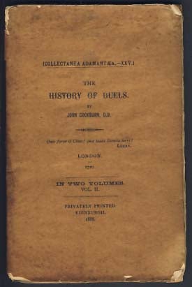 Item #21950 The History of Duels. John Cockburn
