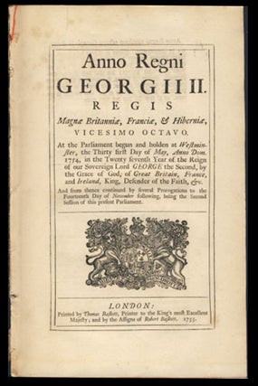 Item #23359 Anno Regni Georgii II Regis Magnae Britanniae, Franciae, & Hiberniae, Vicesimo...