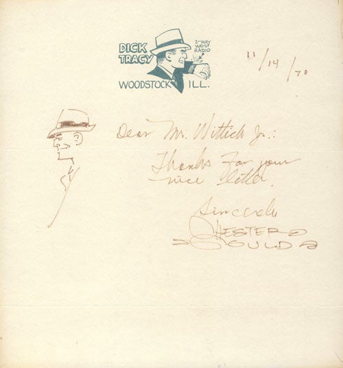 Item #23841 Chester Gould Autograph Letter Signed with Original Drawing of Dick Tracy. Chester Gould.
