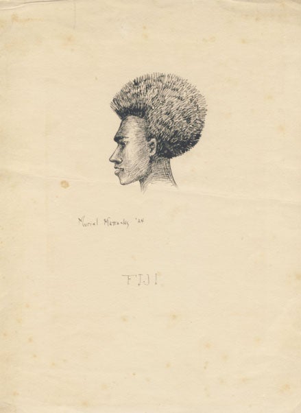 Item #23888 Original Drawing of a Native of the Fiji Islands. Muriel Mattocks.