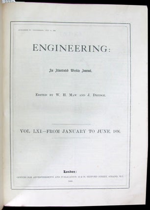 Item #24370 Engineering: An Illustrated Weekly Journal. Vol. LXI. From January to June, 1896. W....