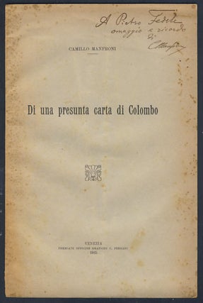 Item #25357 Di una presunta carta di Colombo. Camillo Manfroni