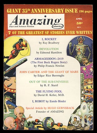 Item #26604 John Carter and the Giant of Mars in Amazing Stories April 1961. Edgar Rice Burroughs
