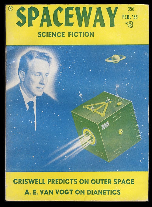 Item #26647 Van Vogt on Dianetics in Spaceway February 1955. Alfred Elton van Vogt.