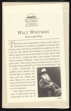 Item #28260 Poetry and Prose. Walt Whitman