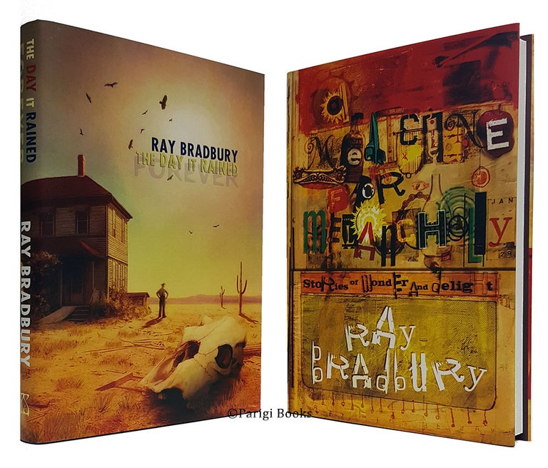 Item #28315 Special Slipcased Lettered Deluxe Set Including The Day It Rained Forever and Medicine for Melancholy. Ray Bradbury.