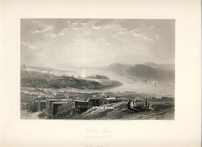 Item #28367 Golden Gate (From Telegraph Hill). Steel Engraving from a Painting by J. D. Smillie. J. D. Smillie, E. F. Brandard.
