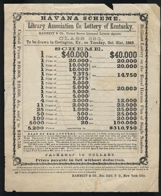 Item #28435 Broadside for Havana Scheme Drawing, Library Association Co. Lottery of Kentucky, to...