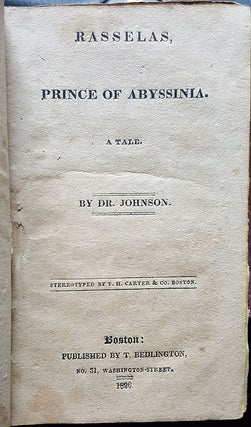 Item #28464 Rasselas, Prince of Abyssinia. A Tale. Samuel Johson