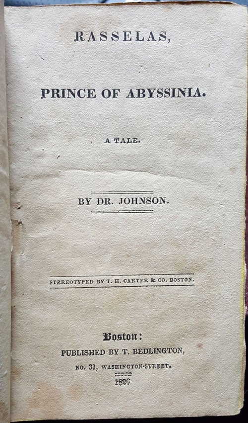 Item #28464 Rasselas, Prince of Abyssinia. A Tale. Samuel Johson.