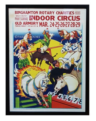 Item #29118 Vintage Binghamton Rotary Charities Indoor Circus Poster. Black Americana