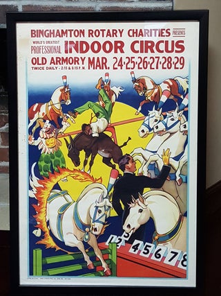 Vintage Binghamton Rotary Charities Indoor Circus Poster.