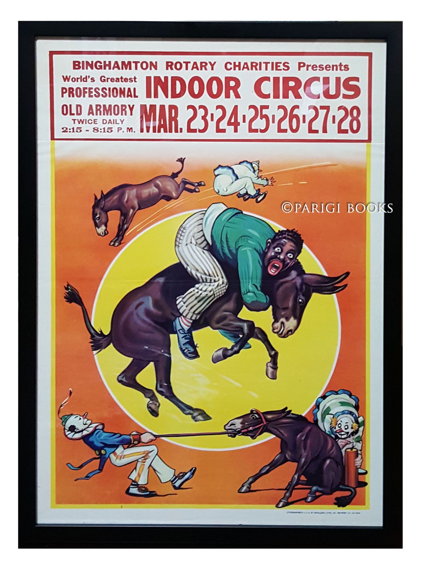 Vintage Binghamton Rotary Charities Indoor Circus Poster | Black