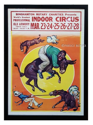 Item #29119 Vintage Binghamton Rotary Charities Indoor Circus Poster. Black Americana
