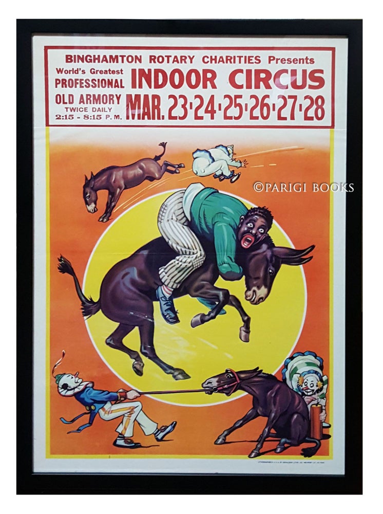 Item #29119 Vintage Binghamton Rotary Charities Indoor Circus Poster. Black Americana.