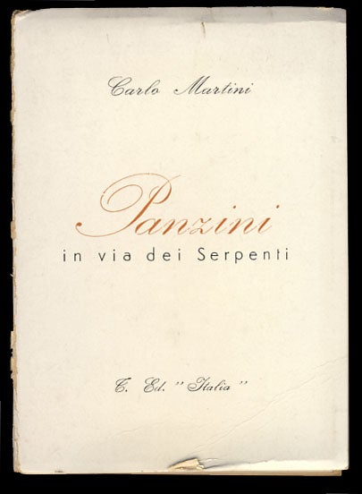 Item #29207 Panzini in via dei Serpenti e altri soggiorni romani. (Signed and Inscribed Copy). Carlo Martini.