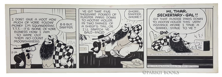 Item #29325 Fred Lasswell Barney Google and Snuffy Smith Daily Comic Strip Original Art Dated 5-24-49. Fred Lasswell.