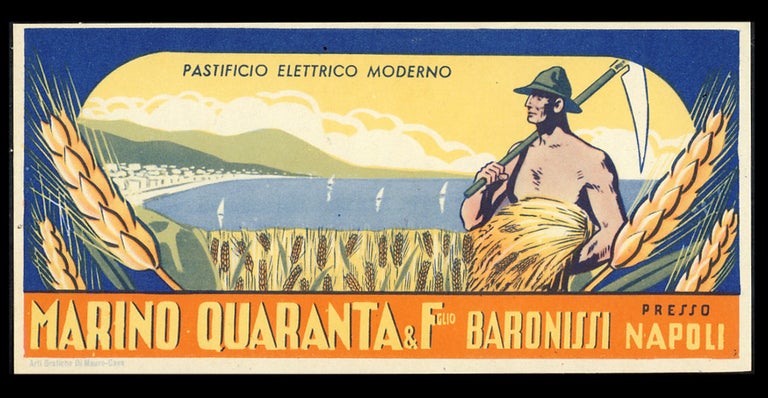 Item #29787 Vintage Marino Quaranta Pasta Label. Italy - Naples - Pasta Crate Labels.