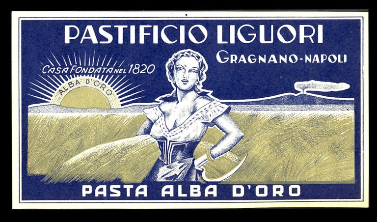 Item #29789 Vintage Pastificio Liguori Alba D'Oro Pasta Label. Italy - Naples - Pasta Crate Labels.
