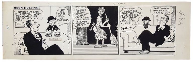 Item #29880 Frank H. Willard Moon Mullins Daily Comic Strip Original Art Dated 7-3-47. Frank H. Willard.