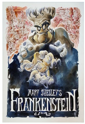 Item #30073 Mary Shelley's Frankenstein Original Painting Featuring Donald Duck and Daisy Duck....