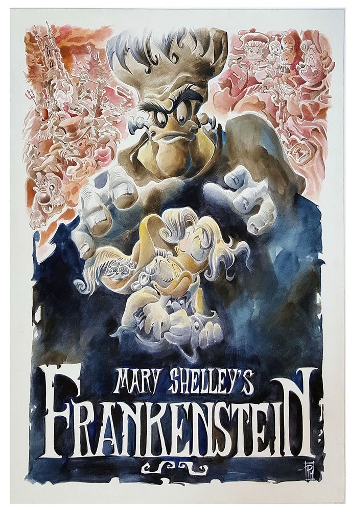 Item #30073 Mary Shelley's Frankenstein Original Painting Featuring Donald Duck and Daisy Duck. Paolo Mottura.