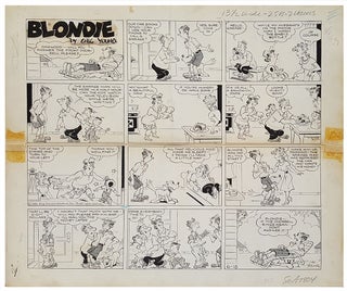 Item #30128 Blondie Sunday Comic Strip Original Art Dated 6-18-1961. Chic Young