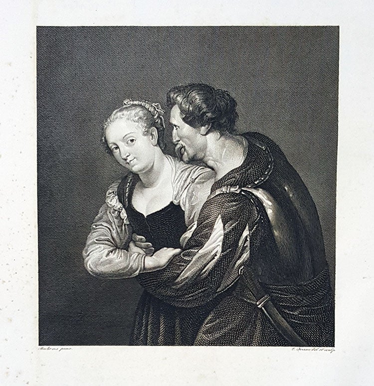 Item #30253 La contadina e il soldato. Etching from a Painting by Peter Paul Rubens. Cesare Ferreri.