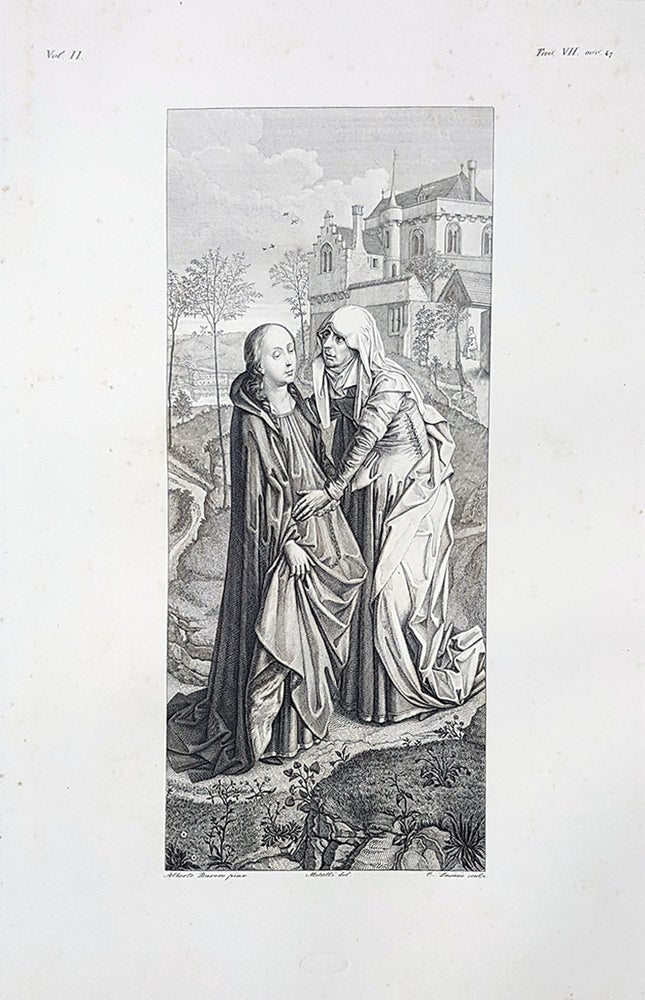 Item #30259 La visitazione di Maria Vergine a S. Elisabetta. Etching from a Painting by Heinrich Aldegrever. Cav. Lasinio, Lorenzo Metalli.