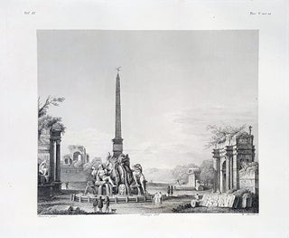 Item #30260 Paese con rovine. Etching from a Painting by Giovan Paolo Pannini. Tito Boselli,...