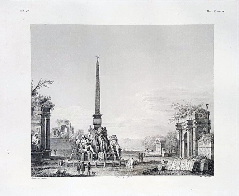 Item #30260 Paese con rovine. Etching from a Painting by Giovan Paolo Pannini. Tito Boselli, Giuseppe Franzè.