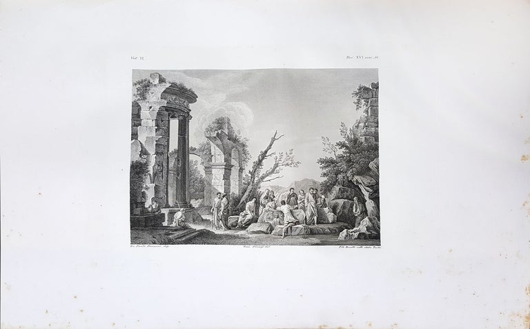 Item #30268 Paese con rovine. Etching from a Painting by Giovan Paolo Pannini. Tito Boselli, Giuseppe Franzè.