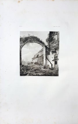 Item #30272 Paese con rovine. Etching from a Painting by Gaspar de Witte. Tito Boselli, Enrico Gonin