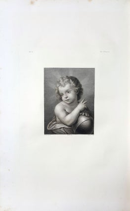 Item #30273 Gesù Bambino che benedice il mondo. Etching from a Painting by Carlo Cignani....