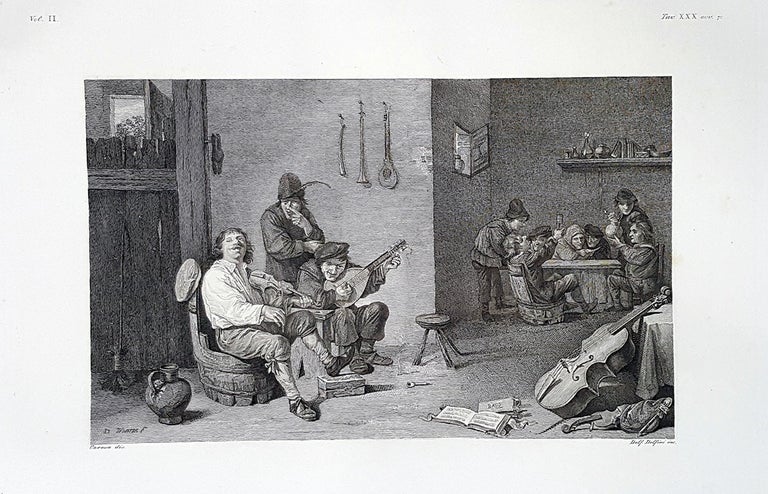 Item #30275 Interno di una taverna. Etching from a Painting by David Teniers the Younger. Delfino Delfini.