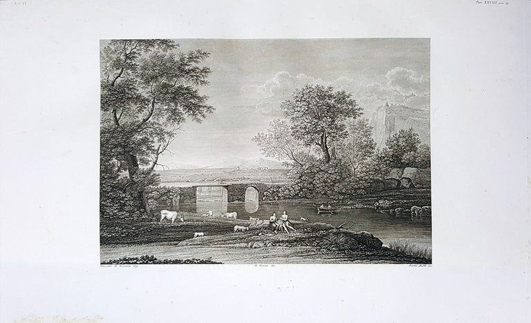 Item #30276 Paese. Etching from a Painting by Claude Lorrain. Pietro Bulli, Enrico Gonin.