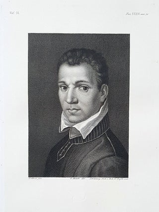 Item #30288 Ritratto ignoto. Etching from a Painting by Hans Holbein. S. P. Lorenzi, Antonio...