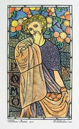 Item #30824 Stained Glass Window Arts and Crafts Lithograph. William Morris
