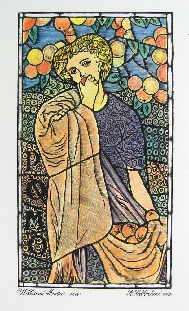 Item #30824 Stained Glass Window Arts and Crafts Lithograph. William Morris.