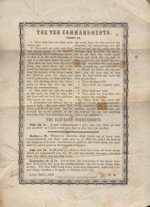 The Ten Commandments Printed Broadside. King's Lynn - Norfolk -.