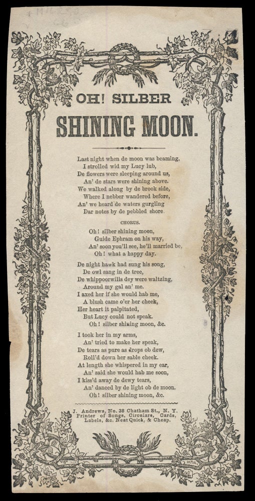 Item #30875 Oh! Silber Shining Moon. Broadside Ballads - L. V. H. Crosby.