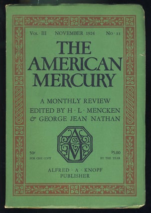 Item #31197 Politician: Female in The American Mercury November 1924. James M. Cain