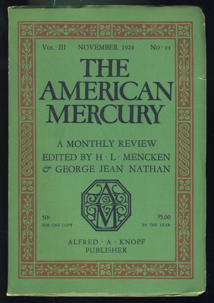Item #31197 Politician: Female in The American Mercury November 1924. James M. Cain.