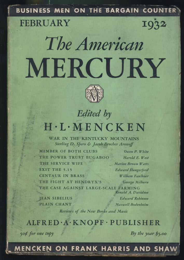 Item #31199 Centaur in Brass in The American Mercury February 1932. William Faulkner.